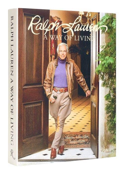 Ralph Lauren book cover with a man in a stylish outfit standing in a doorway.