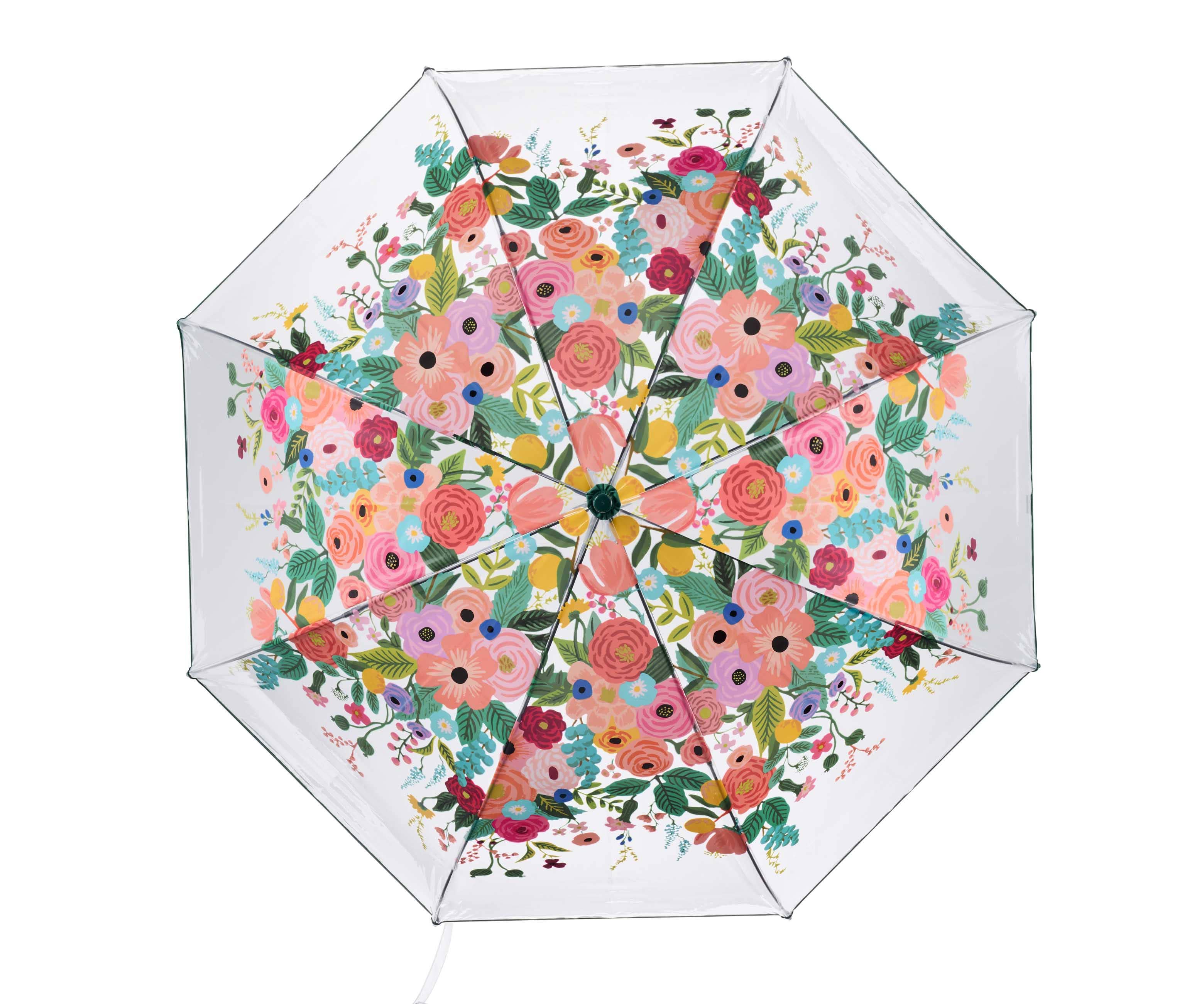 Floral-patterned umbrella on a white background