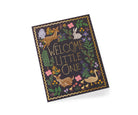 Greeting card with animal illustrations and 'Welcome Little One' text on a white background