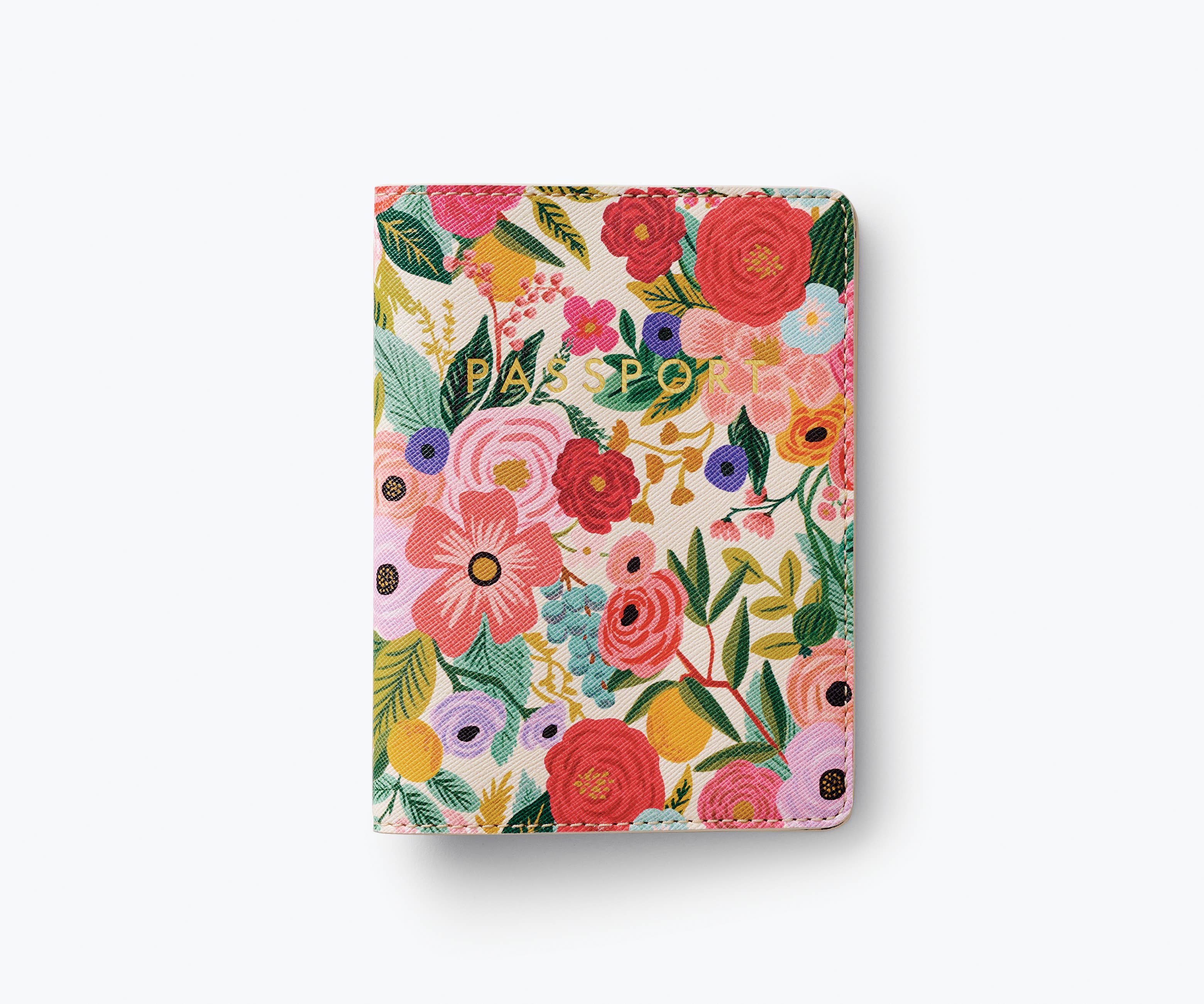 Floral passport cover with colorful flowers on a white background