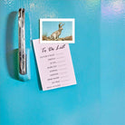 To-do list with a photo of a jackalope on a blue textured background